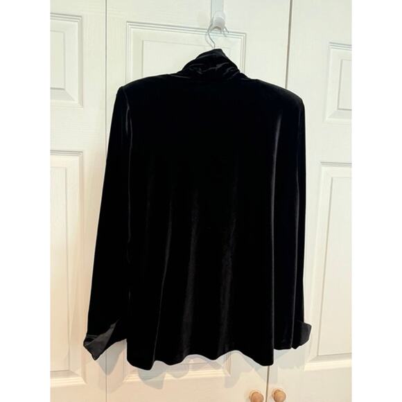 Vintage Another Thyme Black Velvet Velour Glam Whimsigoth Open Cardigan Jacket - Picture 6 of 6